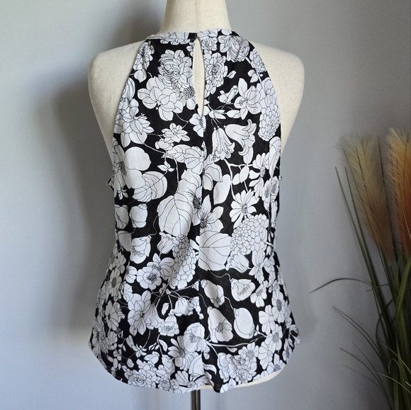 J.Crew, New Amber Black White Classic Floral Linen Halter Tank Top Size Large - Picture 5 of 12